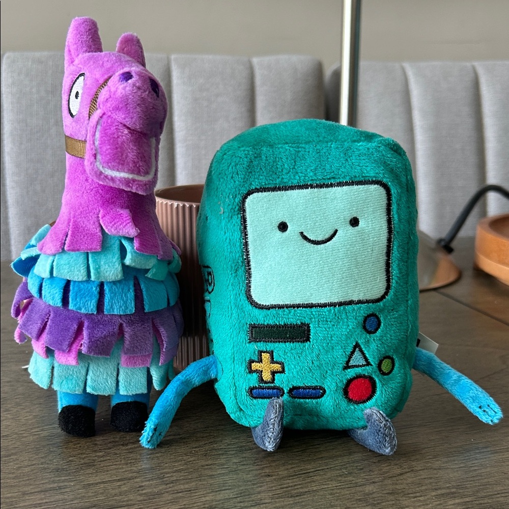 Colorful Plush Toy Duo - Purple and Teal